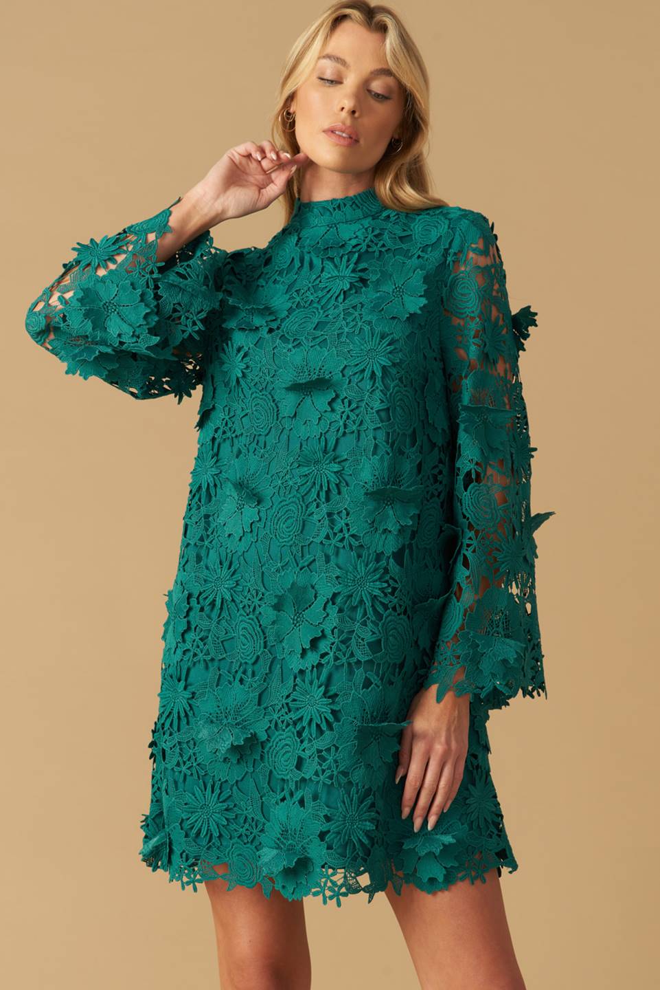 IN THE FLOW WOVEN LACE MINI DRESS Flying Tomato